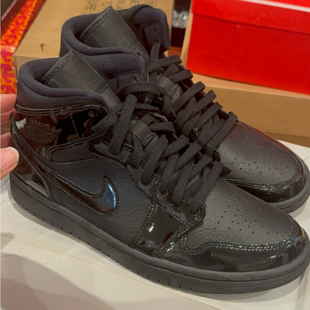 Jordan Black High-Top Sneakers with Patent Accents - Picture 4 of 8